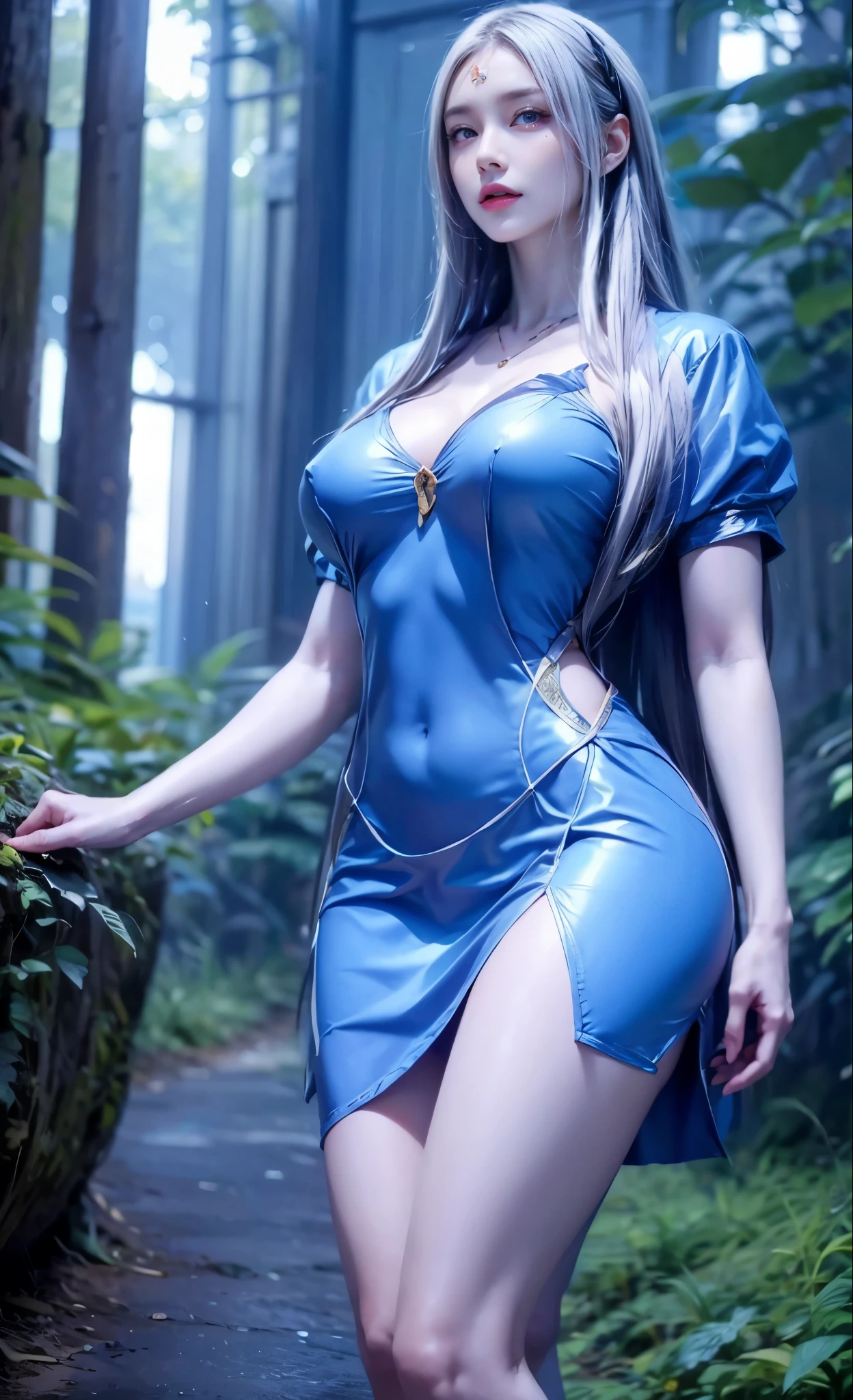 realistic, 1 women, best quality, 12k, HD, long hair, big round breasts, cleavage, ponytail, necklace, jewelry, shorts, short jacket, slim hips, hair tie, yellow eyes, black hair, super detailed, Eye details, hair details, person details, mouth details, face details, breast details, clothes details, hair details, pants details, hand details, whole body