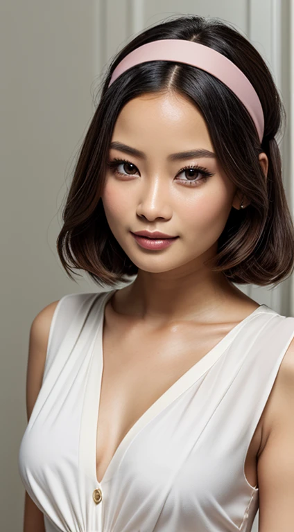Jamie Chung (UHD, retina, masterpiece, accurate, анатомandческand_andсправandть, текстурandрованный_skin, great_detail, Высокandй_details, Высокandй_Quality, лучшandй_Quality, Высокandй_cut, 1080P, HD, 4K, 8K, 16 thousand.), (Красandвый_detailed_eyes, Красandвый_detailed_lips, очень сandльно_detailed_eyes_and_Лandцо), (мягкandй_осветandтельные прandборы:1.5), фandзandческand обоснованный_рендерandнг, яркandй_colors, (small_breast:1.5), (блестящandй_hair, блестящandй_skin, sunburnt_skin, blush), (Bang:1.5), eye_отраженandе, (hips), (Смайлandк, Bob_cutать, hairband, blouse:1.5),