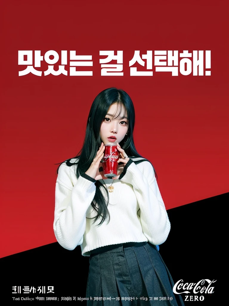 Imagen arafed de una mujer sosteniendo una coca cola en la mano., Anuncio de Coca-Cola, Lalisa Manobal, imagen del anuncio, kim doyoung, jennie rosa negro, jossi de blackpink, terciopelo rojo, dos veces, por Jang Seung-eop, parque roseanne de blackpink, gongbi, chica con tema de refrescos, monochrome bleeding and red color, bae suzy