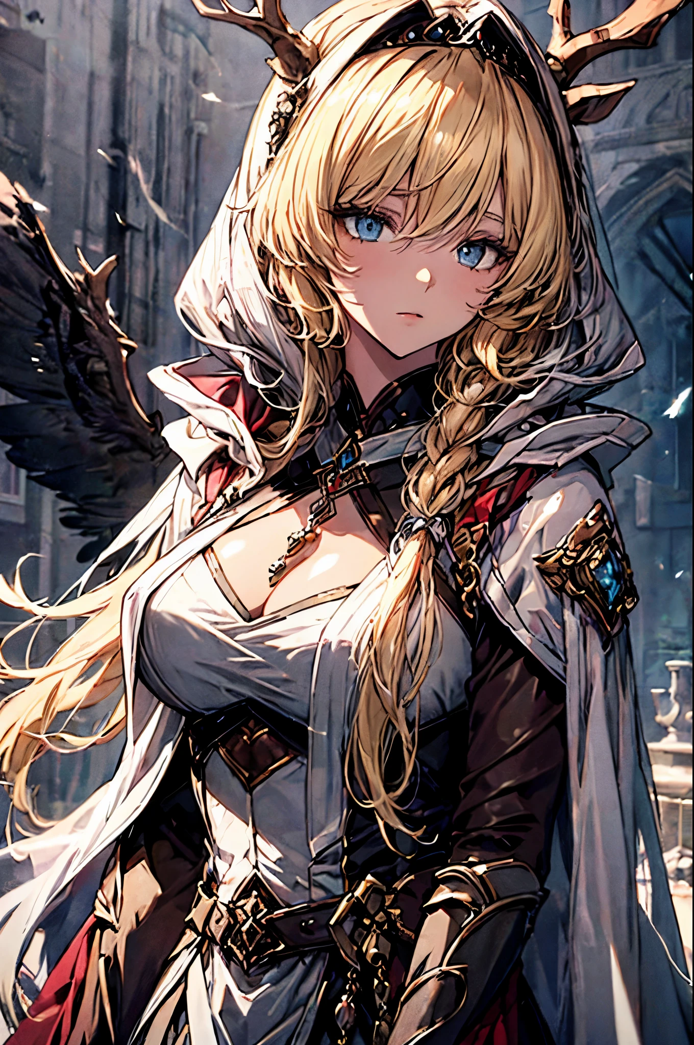 (best quality, 4K, 8k, high resolution, masterpiece:1.2), Super detailed, Noble maiden, Exquisite facial features，Long blonde curly hair details expressed, elegant gesture, dreamy atmosphere, expressive brush strokes, mysterious atmosphere, artistic interpretation,Delicate curls，Detailed floral jewelry, Crystal diamond jewelry，Small fresh aesthetics，Stunning intricate costumes, fantasy illustration, Subtle colors and tones, The details have been upgraded