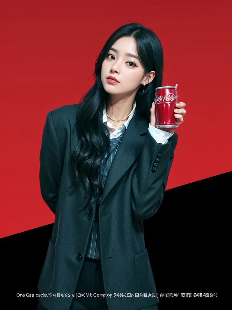 Imagen arafed de una mujer con traje sosteniendo una taza., tzuyu de dos veces, bae suzy, portrait of jossi de blackpink, Anuncio de Coca-Cola, Jinyoung Shin, Jisoo de Blackpink, jossi de blackpink, lee ji - eun, lee ji-eun, jennie rosa negro, jisoo de blackpink, chica con tema de refrescos, cristal, jia