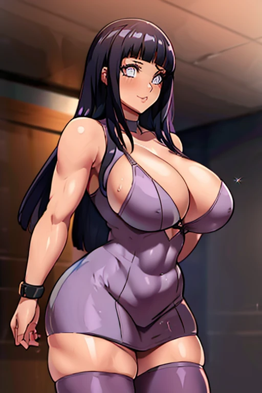 thick but toned thighs with thigh highs on and tight skirt with e cup