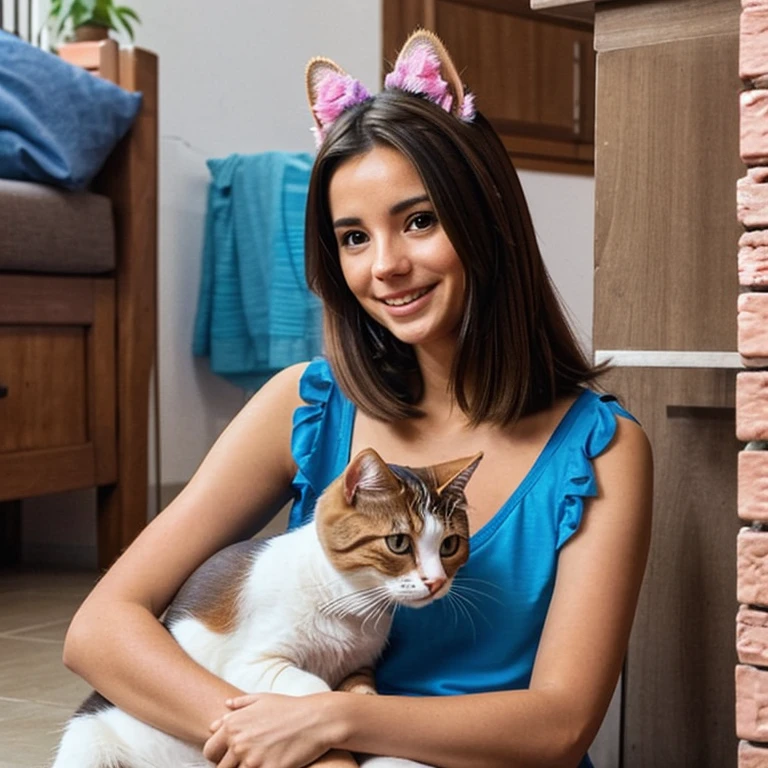 una imagen de una gato y un perro junto y felices