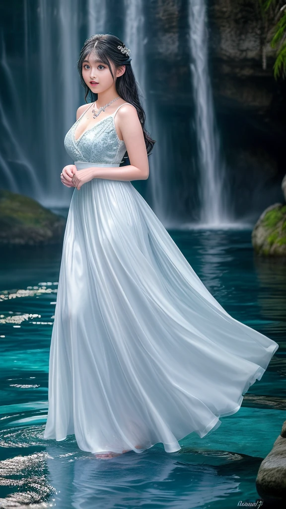  watery big eyes, loving pupils, [shy], long hair, master works, best picture quality, ((kebaya_bali)),super high resolution, higher quality, beautiful girl, female, heart-shaped hair ornament, 8k resolution, hot girl, student, beautiful pupil, blush, dusk, oasis ((character at the edge of the pool)), magic ring, volumetric light, cinematic light, natural light. Waterfall background, fashion long skirt, not exposed, full body photo
Snow Moon Law Moon Girl Light Shoulders, Solo, Crystal Clear Water Splash Perfect Reflection, Eyebrow Pattern, Beautiful Black Eyes, Floating Water Splash, Black Water Droplet, Beautiful Glow, Best Quality, Illustration, Masterpiece, Best Production, Best Quality, Highly Detailed, Extremely Detailed CG, Lighting, Cute, Tyndall Effect, Burning Splash Wrapped, Light Shoulders, Depth of Field, Black Water, Super Moe, Shining, Beautiful
The, delicate facial features, cute, black water particle special effects, dreamy, floating
Black glowing particles, burning hair, necklace
((Masterpiece)), ((Highest Quality)), exquisite CG, blue-purple tone, sweet Beautiful and lovely,(NSFW),(Full Body),(cute face:1.5),(huge breasts:1.2),high-heels,big hips, medium thighs,Random Dresses,breasts slightly exposed,cleavage of the breast,lipgloss,Lace,
