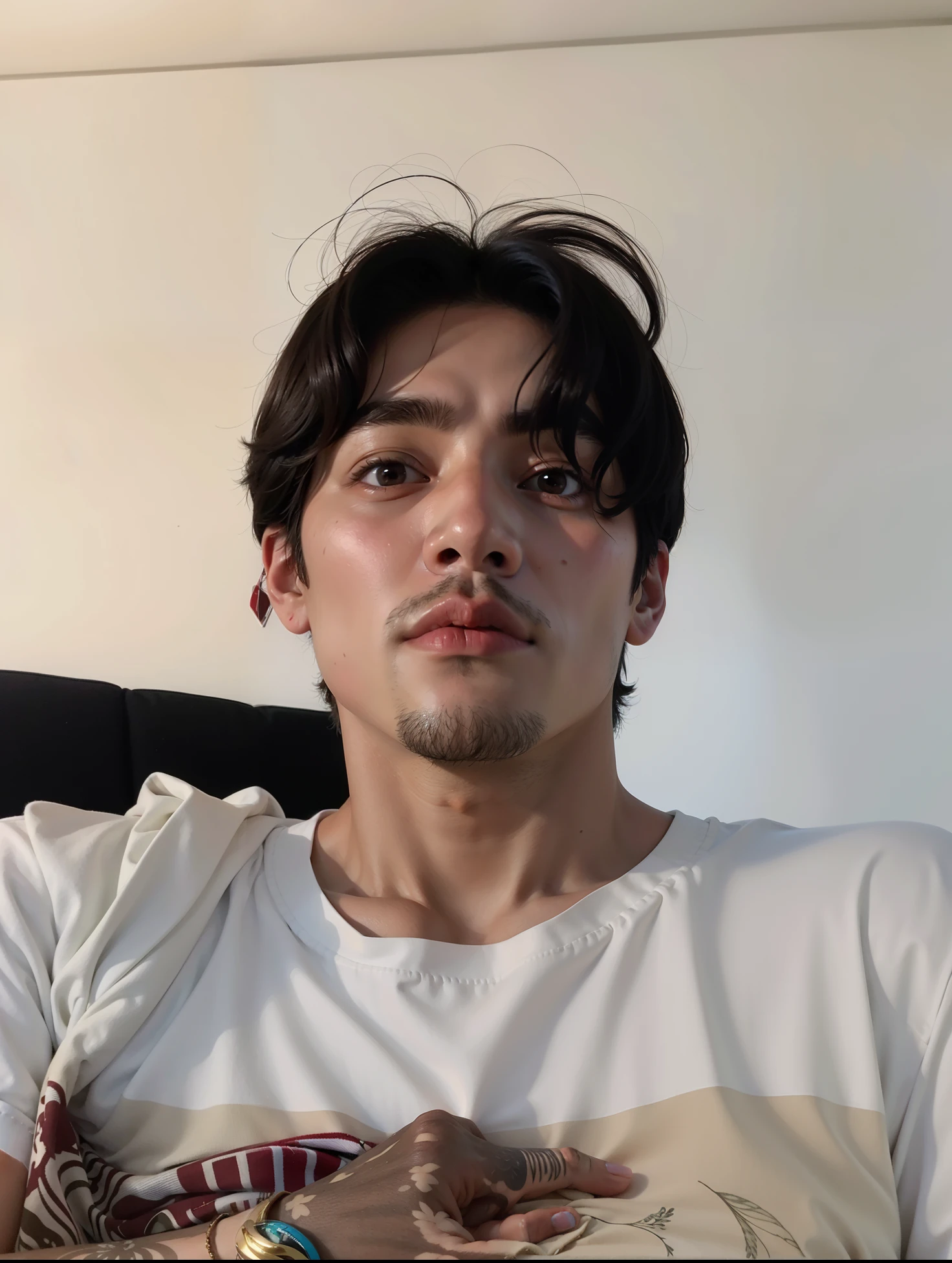 There's a man sitting on a couch in a white shirt, rosto sem barba, taken at the beginning of 2020, headshot imagem de perfilture, Kim taehyung, Kim taehyung, hyung tae, inspirado em taehyung, imagem de perfil, BTS, 27 anos de idade, homem sul-coreano