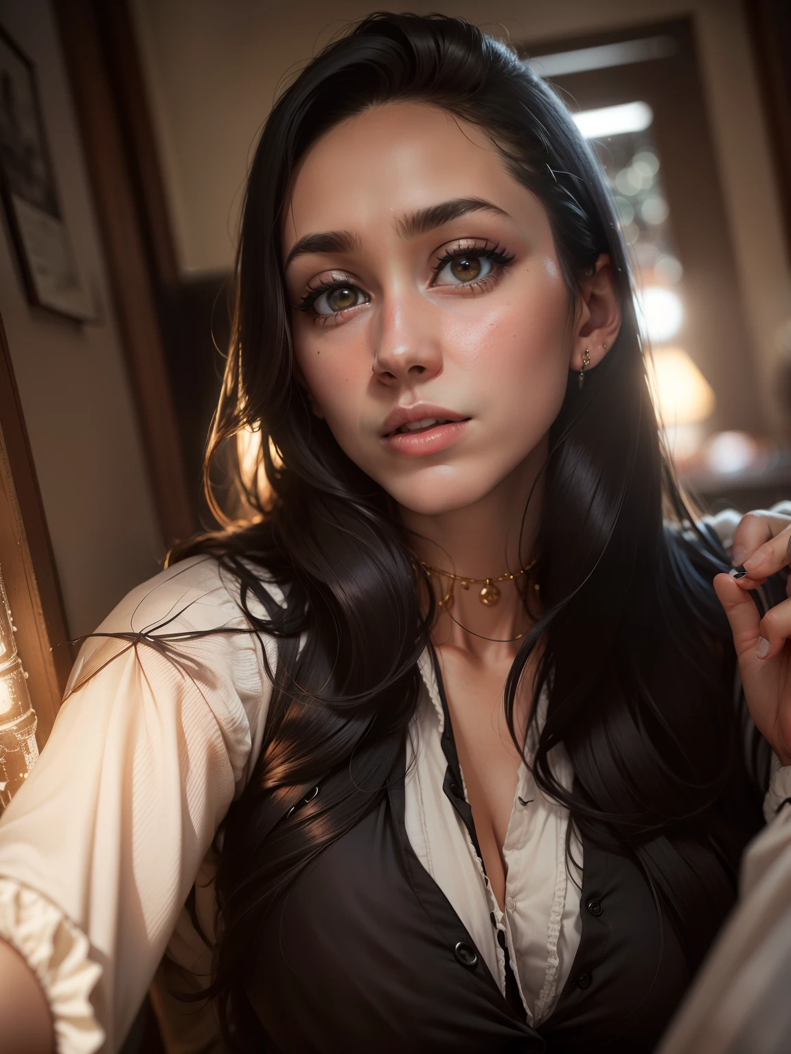 Rainha, Tiro detalhado de uma jovem mulher ,20 anos, alto, cor escura do cabelo, cor da pele clara, tirada com um Leica M6 e um Leica 75mm F1.25 Noctilux, Atmospheric lens.
