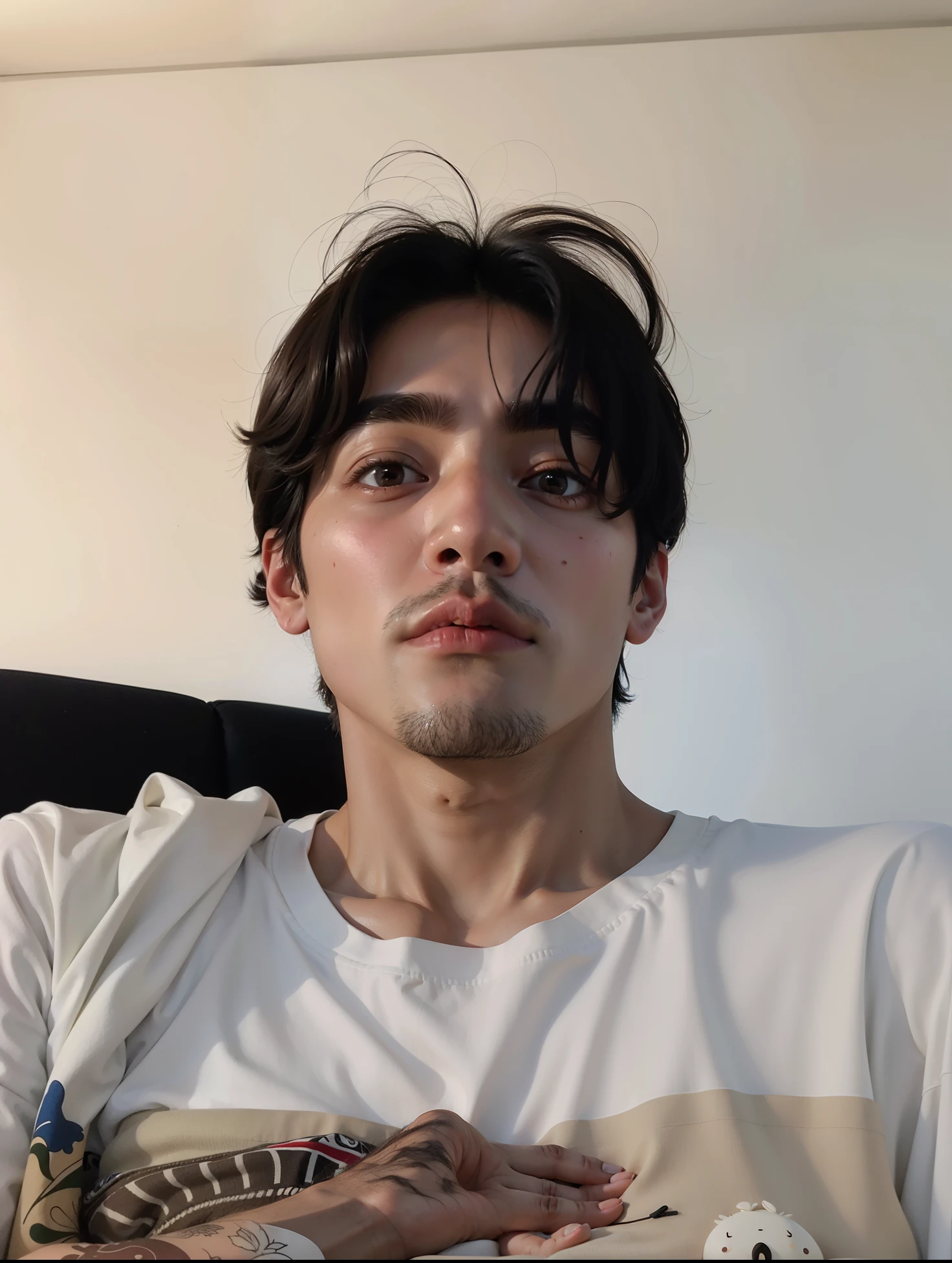 There's a man sitting on a couch in a white shirt, rosto sem barba, taken at the beginning of 2020, headshot imagem de perfilture, Kim taehyung,  Kim taehyung, hyung tae, inspirado em taehyung, imagem de perfil, BTS, 27 anos de idade, homem sul-coreano
