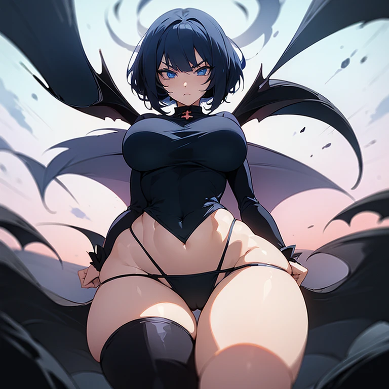 (((Alone))),(((Anime))),(((Draconian Woman))),(((Hair black as night))),(((Deep blue eyes))),((( Thin waist))),(((Large breasts))),(((Thick thighs))),(((Striking clothes)))