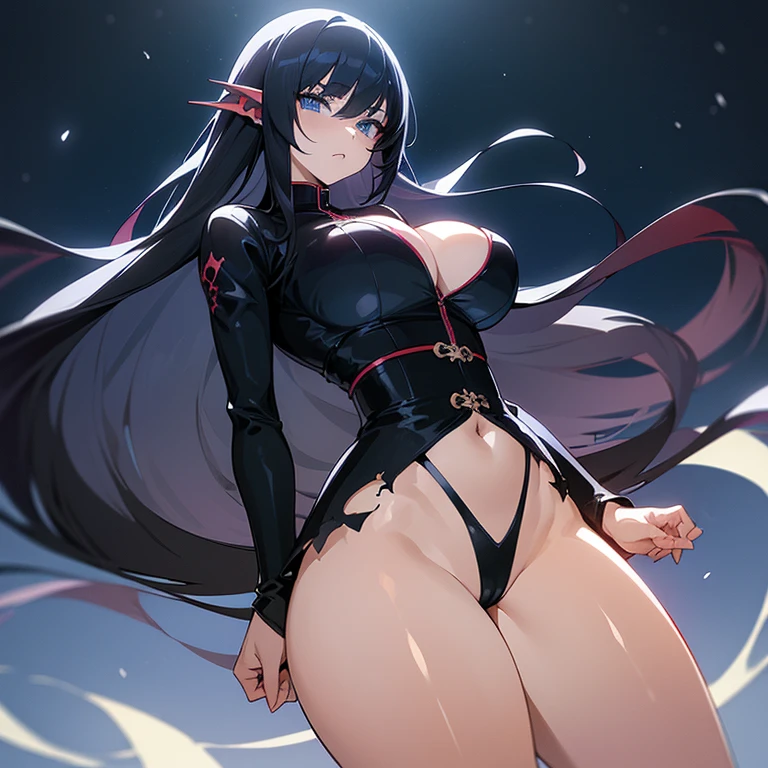(((Alone))),(((Anime))),(((Draconian Woman))),(((Long Hair black as night))),(((Deep blue eyes))),(((Thin waist))),(((Large breasts))),(((Thick thighs))),(((Striking clothes)))