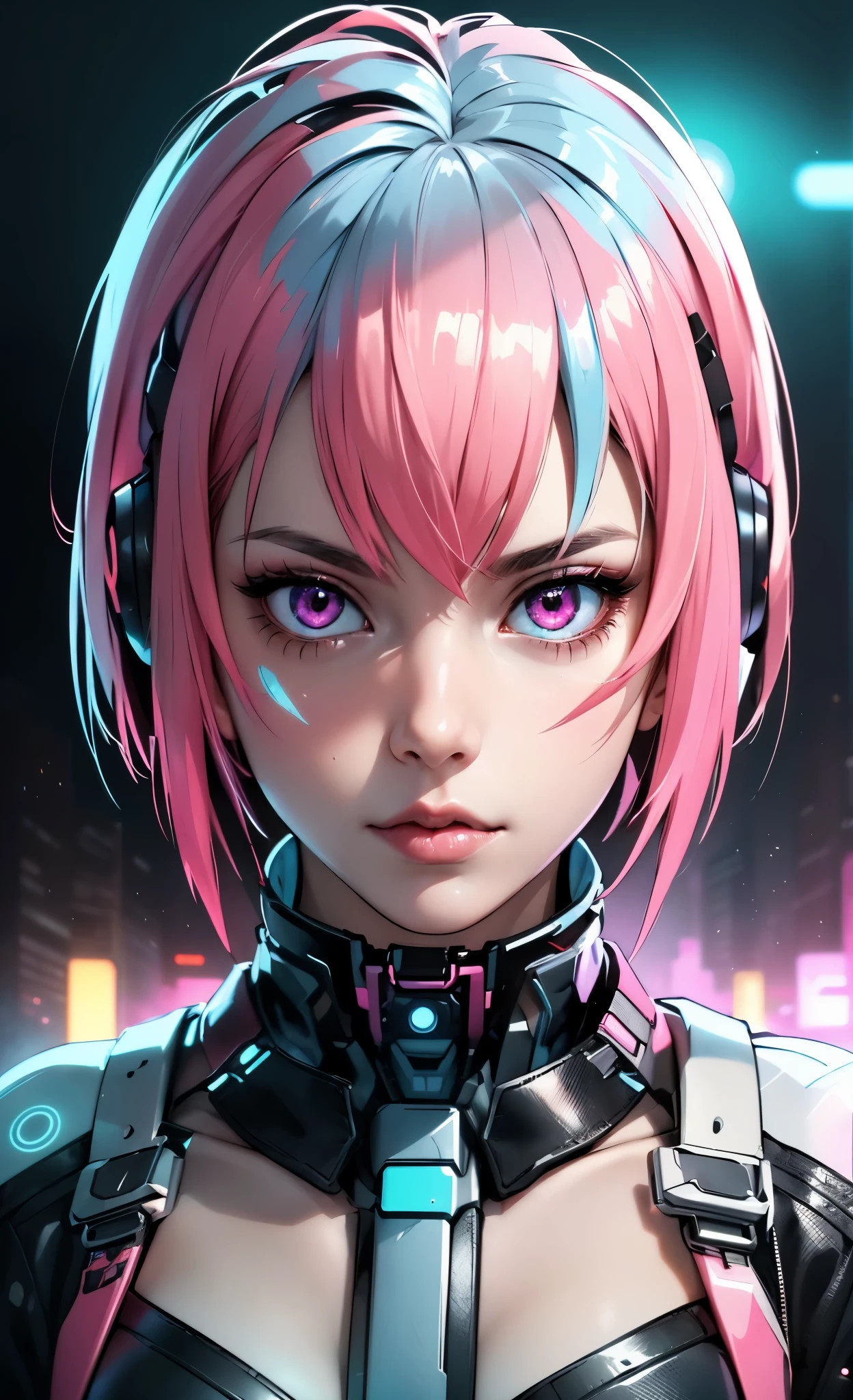 a close up of a person with electric yellow hair and electric pink eyes, perfect android girl, digital cyberpunk anime art, digital cyberpunk - anime art, cyberpunk anime girl, female cyberpunk anime girl, anime cyberpunk art, cyberpunk anime girl mech, anime cyberpunk, anime style 4 k, cyberpunk anime art, beautiful cyberpunk girl face, dreamy cyberpunk girl, modern cyberpunk anime, cyber style