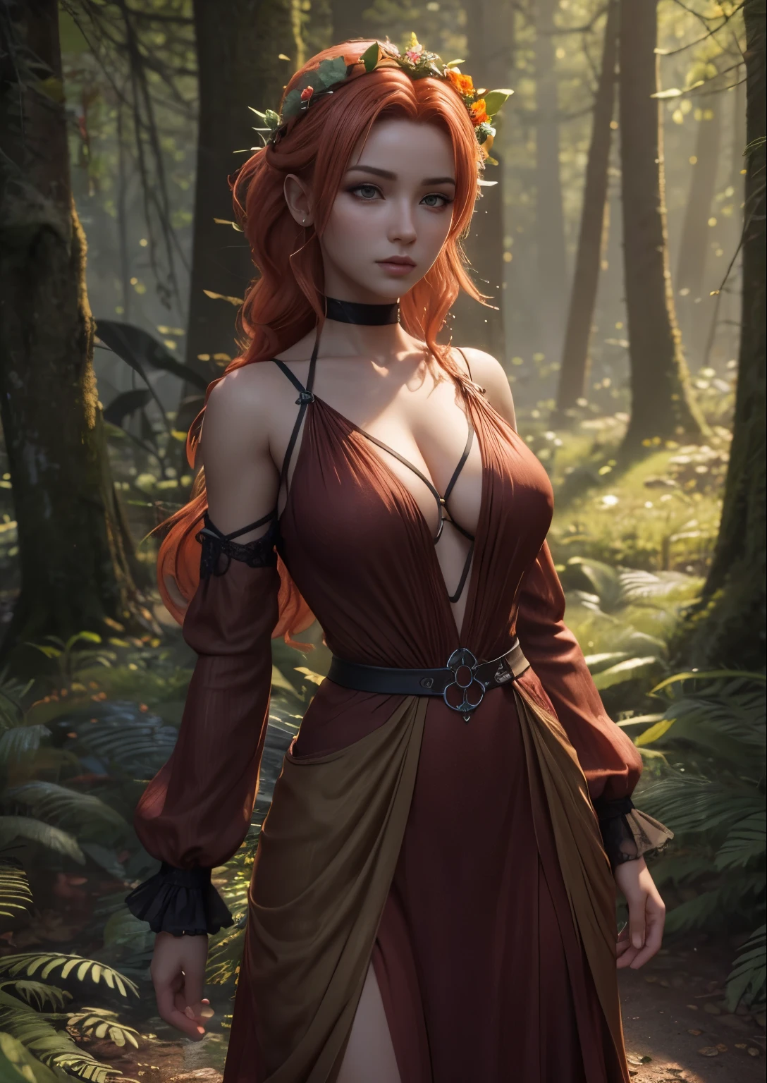 A giraffe with red hair and a furry tail in the woods, Daarken by the numbers, CG Society contest winner, Furry Art, very very beautiful Furry Art, Dramatic cinematic details fur, Furry Fantasy Art, Loish et WLOP, Human Art, Furry wolf, pov Furry Art, Furry Art!!!, Beast field, 🌺 CG Society