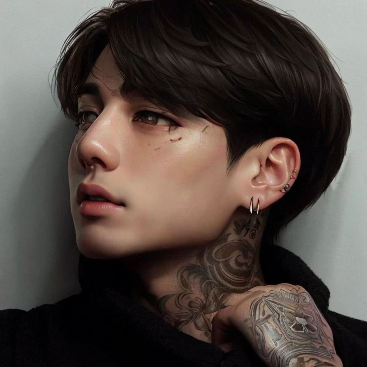 melhor qualidade, obra de arte, high resolution, 1 , macho, Sozinho, tronco, mature macho, Jeon Jungkook, do BTS.