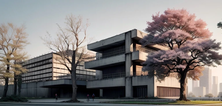 There is a large concrete building, Brutalist Shiloh, In the style of atrocities, brutal building, brutalism architecture, The appearance of the brutalist, brutality style, blame! brutalism architecture, sen no rikyu, Taken in the early 2020s, brutalism architecture building, neo-brutalism