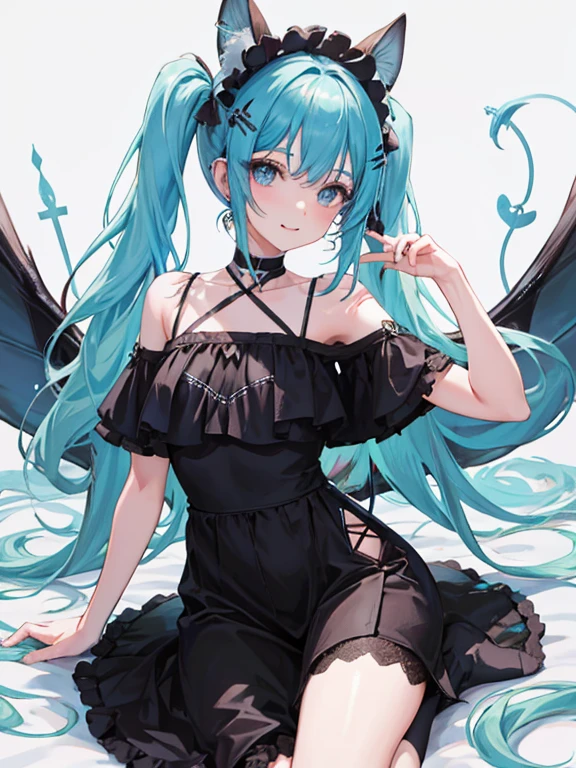 Hatsune Miku, huge tits, gothic, camel toe, bats