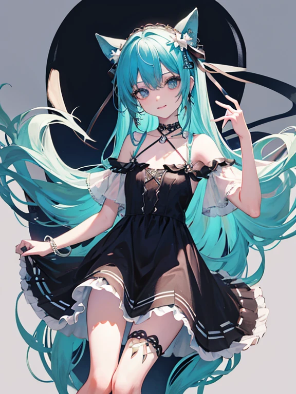 cola de demonio,mariposas,coda,bicho,1 chica en,pelo largo y blanco,hermoso vestido,pulseras,calzado,Hatsune Miku,La camisa,gargantilla,calzas negras,pelo aguamarina,pantalones cortos de bicicleta,Solo,mariposa azul,colas dobles,Black gargantilla,brazalete,Esbian de cuerpo completo,una cinta negra,pelo extra largo,tail decoration,joya,Lazo negro,pelo entre los ojos,ahogo,Oyuki,ear nipple ring,snow mountains,arco de cola,parado sobre tus pies,smile,Piernas delicadas,clavicle,hombros recortados,Is shy,cinta del arco,pelo largo y gris,ojos aguamarina,Color degradado,lazo delicado,Calcetines blancos hasta la rodilla,mirando al espectador。