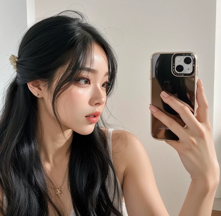 um close up de uma pessoa com cabelos longos e um colar, Ulzzang, Jinyoung Canela, Heonhwa Choe, coreana, Jaeyeon Nam, dilraba dilmurat, Parque Ji-min, Lalisa Manobal, Lee Ji - Eun, Lee Ji-eun, jossi do blackpink, Sakimichan