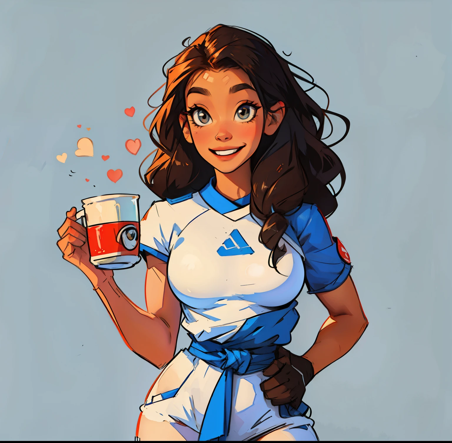illustration, mulher, estilo cartoon, simples, limpar, sorrindo.