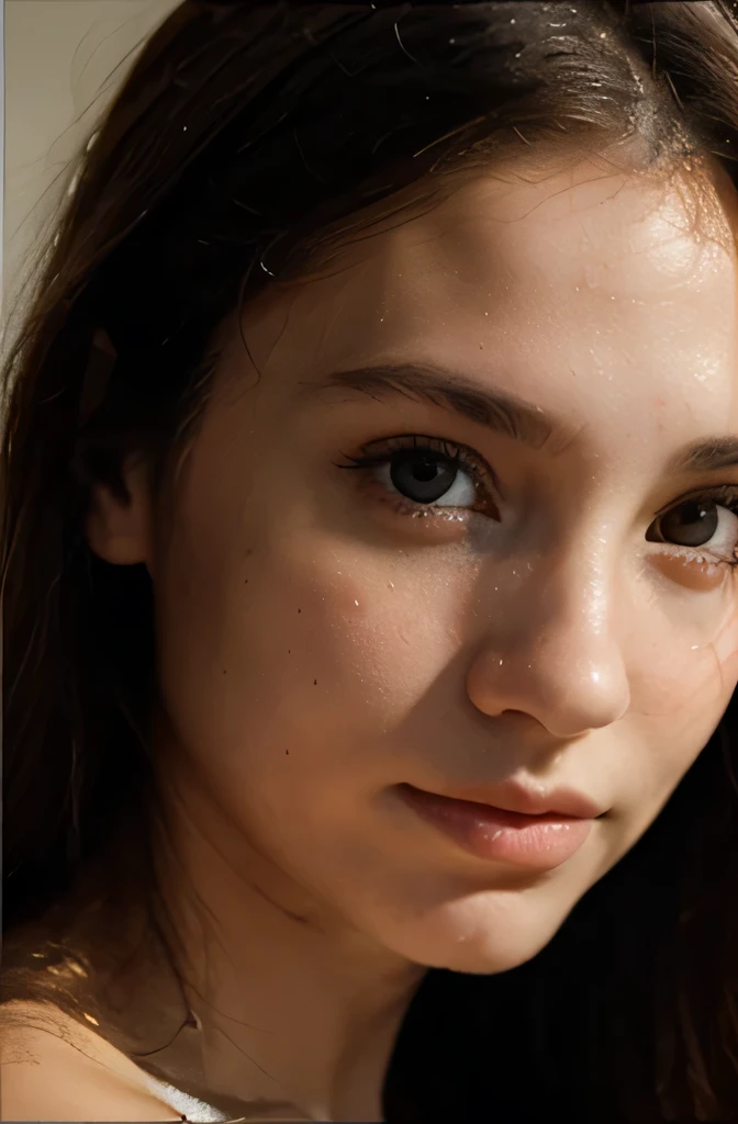 a closeup of a young woman's face, masterpiece, with no make up, looking at camera