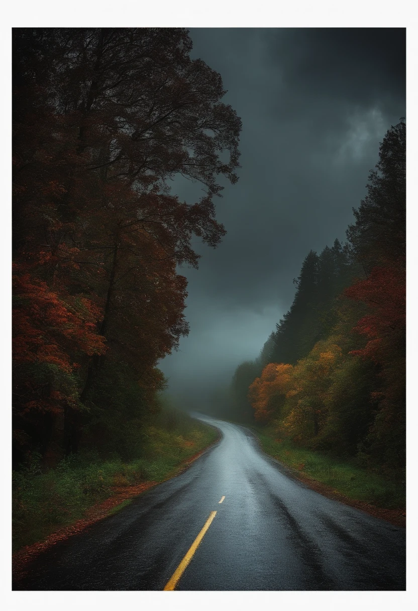 dark rainy road