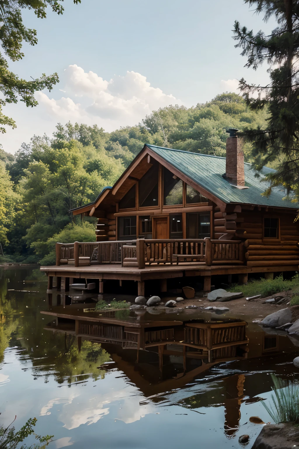 henry david thoreau and charles stearns wheeler build a log cabin overlooking a lake in 19th century