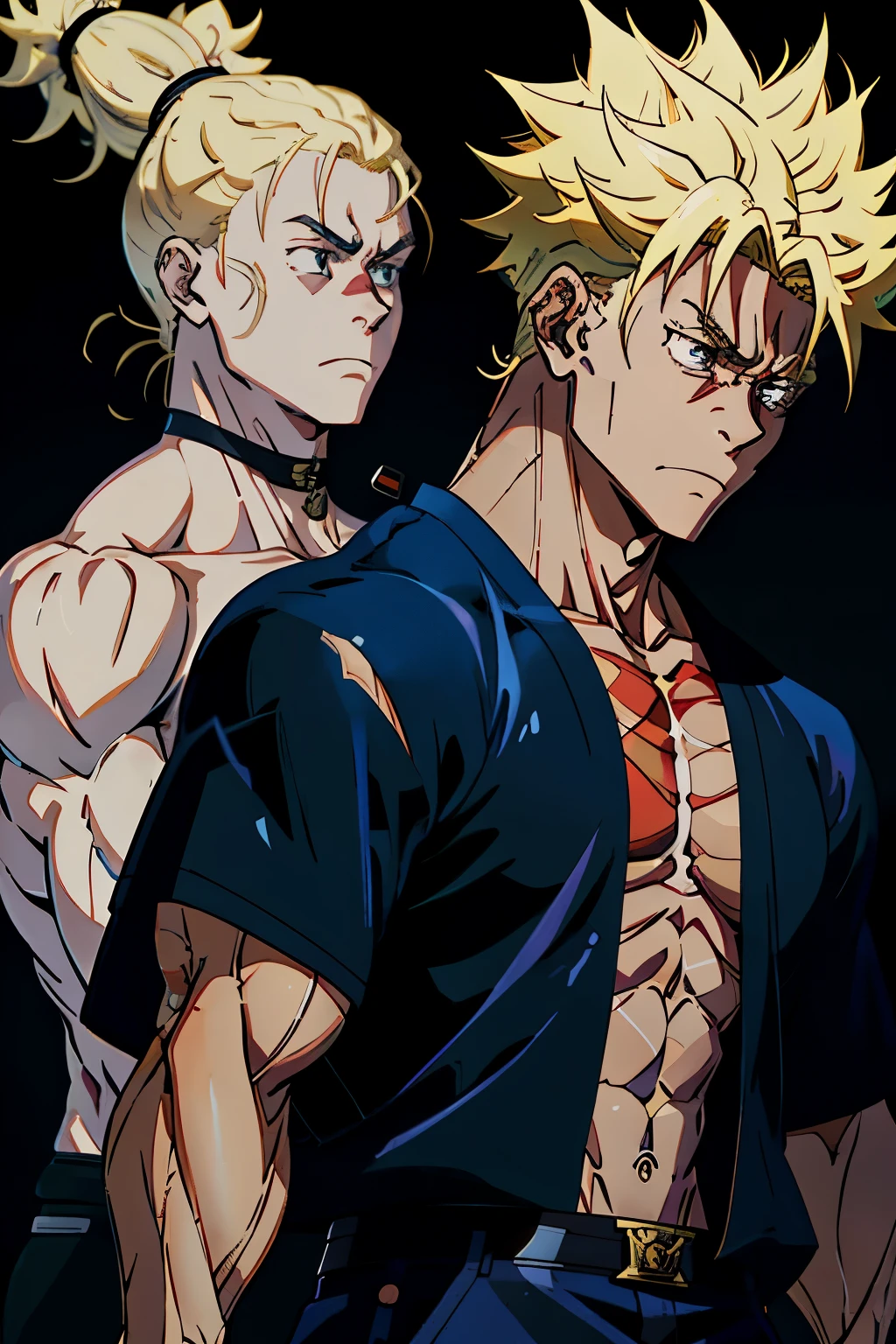 top-quality masterpiece, Male and female couples, Man with his shirt off, Showing his muscles, Anime style, Jujutsu Kaisen inspired,
(high resolution, The pixels are perfect, captivating illustration), (hyper realistic: 1.5), (Muscular physique: 1.6), (Anime aesthetics: 1.3), (Detailed shading: 1.4), (Realistic textures: 1.2), (Character design: 1.5),
homem, Sem camisa, Mostrando seus músculos, Estilo anime, Jujutsu Kaisen,
(Man,