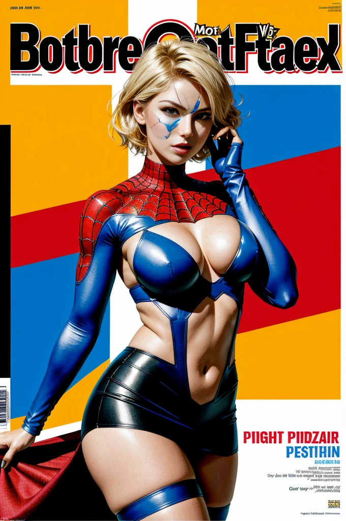 Elisha Cuthbert、Sticking out the navel、newyork、She wears a torn Spider-Man suit,wearing a skirt、abstract photorealistic、(masterpiece、highest quality、High resolution:1.4)、detailed、複雑なdetailed、looking at the viewer, figure, (magazine:1.3), (cover-style:1.3), woman, vibrant, take a pose, With confidence, Performance, statement,scene, article, cover, bold, to attract attention, title, stylish, Font, catchy, headline, bigger, impressive,