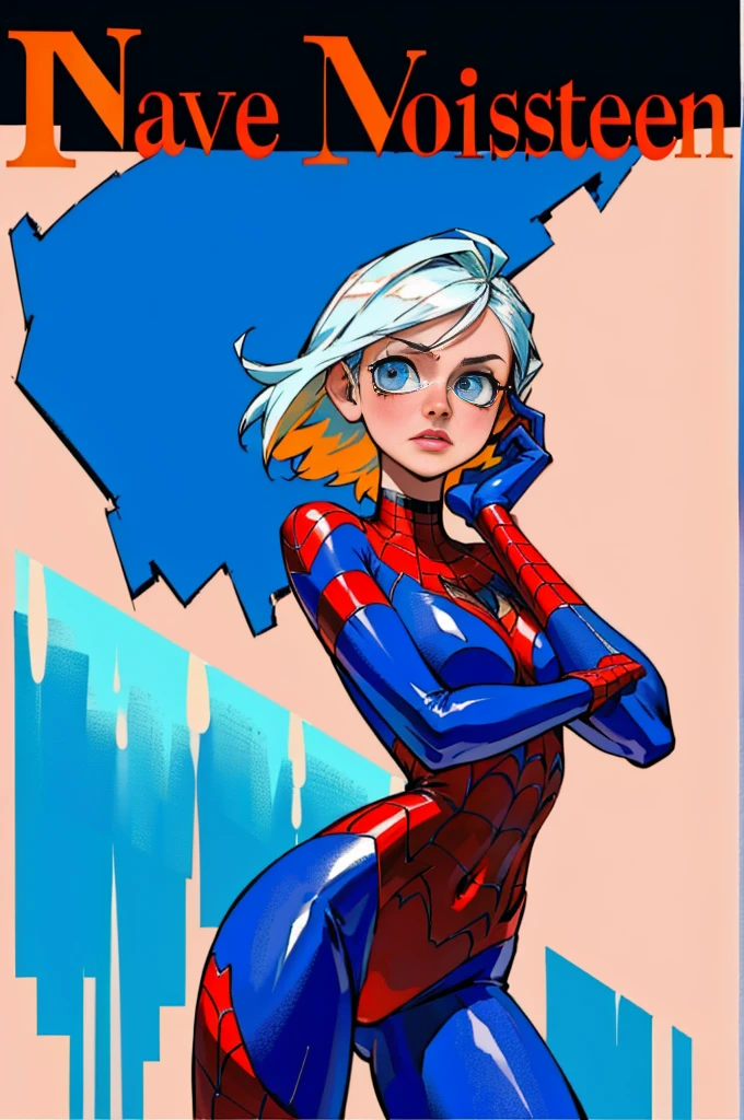 Elisha Cuthbert、Sticking out the navel、newyork、She wears a torn Spider-Man suit,wearing a skirt、abstract photorealistic、(masterpiece、highest quality、High resolution:1.4)、detailed、複雑なdetailed、looking at the viewer, figure, (magazine:1.3), (cover-style:1.3), woman, vibrant, take a pose, With confidence, Performance, statement,scene, article, cover, bold, to attract attention, title, stylish, Font, catchy, headline, bigger, impressive,