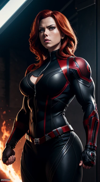 Black Widow marvel ,Bodybuilder, Bodybuilder veins, battle damaged uniform, super strong, muscular, ABS, 35mm lens, photography, ultra details, HDR, UHD,8K