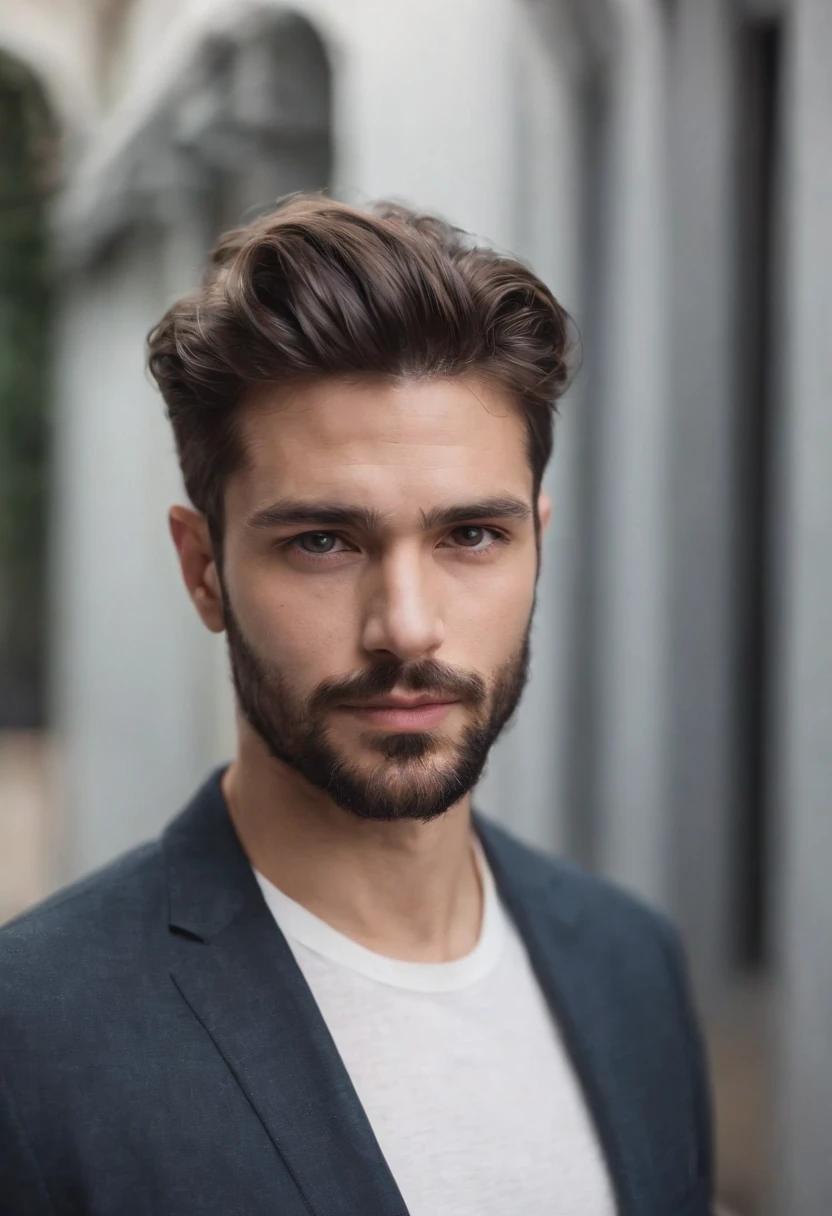 Homem lindo de terno , barba linda , cabelo curto, homem sexy executivo, terno preto, foto retrato, cabelo castanhos olhos castanhos, terno preto