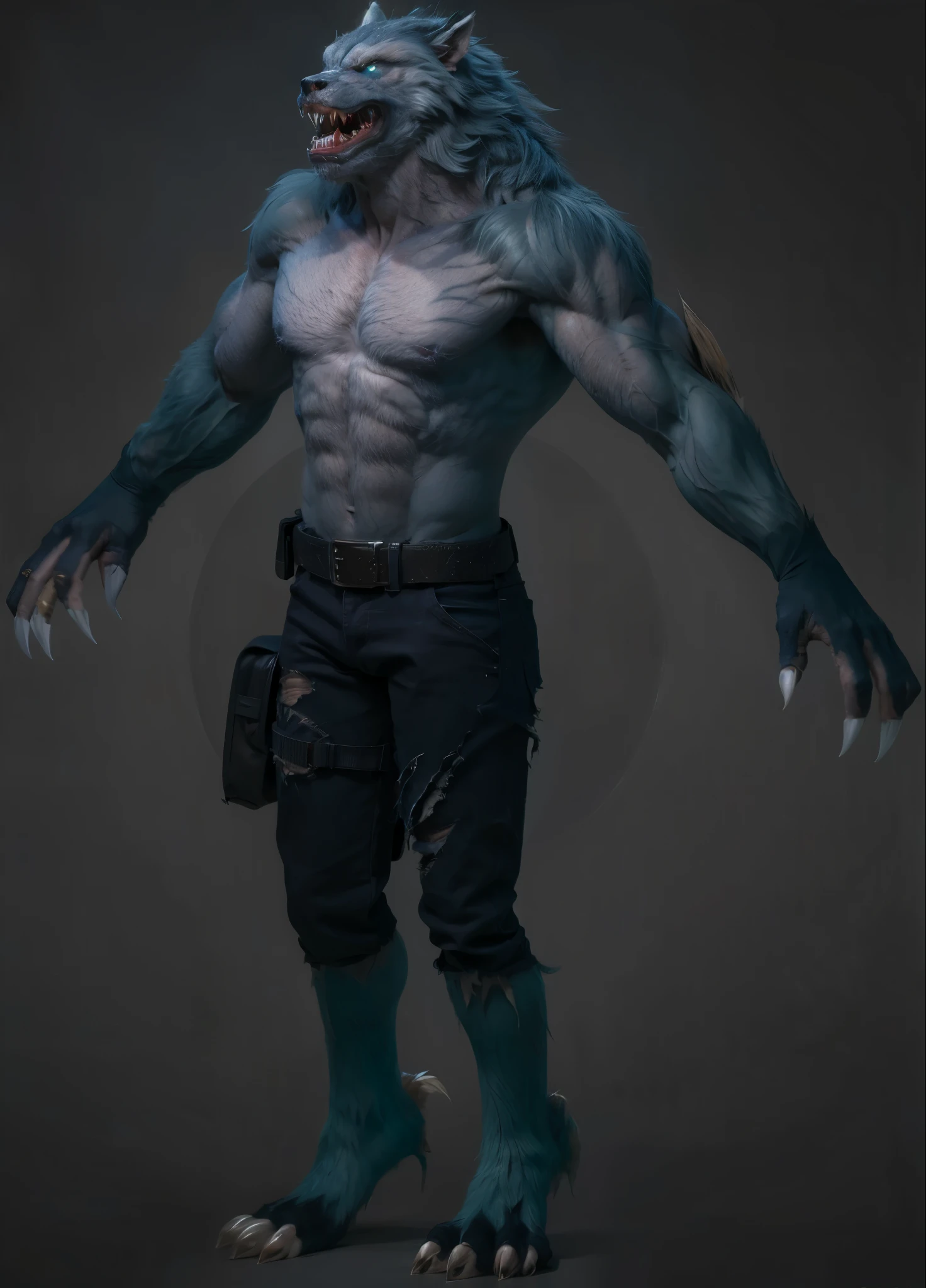 Artificial Intelligence Dragon Man,Full body like,Furry werewolves,A pair of dragon wings,Rubber shorts,Black skin,Chemical and biological weapons,blue stripe,sharp talons,standing on your feet,Full body like,Side Body,Turn Back,drools,In the middle of the island,Stick out her tongue,Lick,Master the magic,Ice on your hands,adolable,ssmile,Handsome,big wolf tail