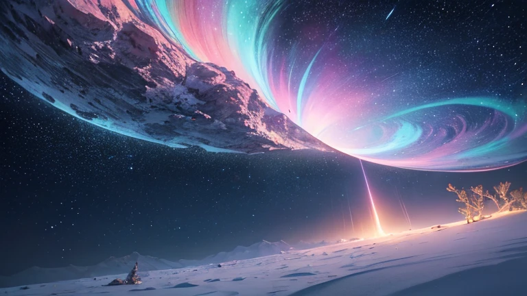 In a forgotten corner of the cosmos, there is an extraordinary planet called Morpheon, whose essence lies in the unparalleled art of transformation. This cosmic world, unlike any other known, is a true master of metamorphosis, a spectacular dance of change that unfolds every 48 hours.
Imagine yourself exploring the vast lands of Morpheon, where the landscapes transform before your eyes. One day, you may find yourself in a lush forest, with trees that glow with colors you've never seen before. Within 48 hours, this forest can transform into a desert of sparkling crystals, where dunes of precious gems sparkle in the light of two resplendent moons.
Morpheon's weather is a spectacle in itself. Experience soft snow falling one morning and, in less than two days, feel the scorching heat of the sun over golden dunes. Electrical storms can give way to sparkling auroras, providing a celestial spectacle that defies conventional understanding of natural phenomena.
The creatures of Morpheon are also witnesses to this constant metamorphosis. Quickly adapting to changes, their color patterns and abilities evolve in sync with their ever-changing environment.
Morpheon, a living planet of transformation, where each visit is a unique experience and each dawn is a promise of new wonders. A true cosmic spectacle that defies monotony, inspiring the exploratory spirit in all who have the chance to witness its ephemeral beauty.