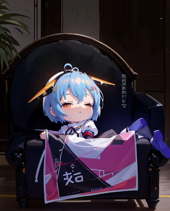 there is a stuffed animal con auriculares on sitting on a couch, anime peripheral, I will deny the matter, Rei Ayanami, con auriculares, con auriculares, ayanami, foto de perfil 1024px, Orejas de anime, 8k!, 4k!, de arknights, tiene auriculares, e-chica, and - girl, Estilo como Nendoroid