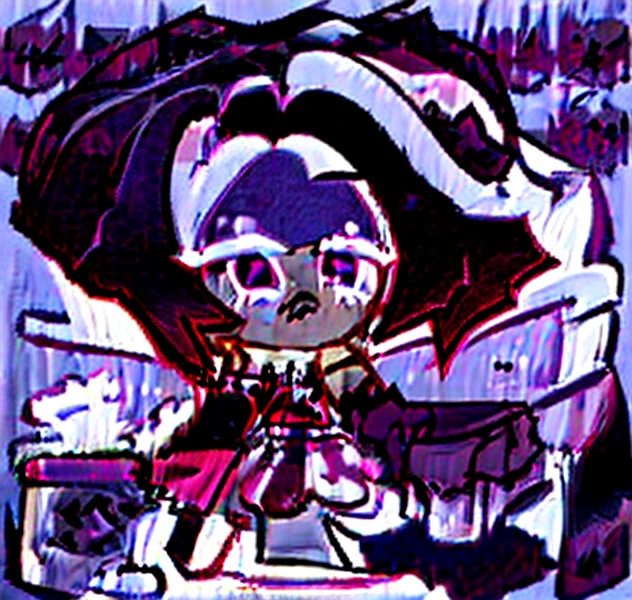 Black Cherry Lemonade Cookie lying down on Floor in Snow, Dark Pink Hair, medium hair, spiked hair, bowl cut, Surrealism, UHD, 16k