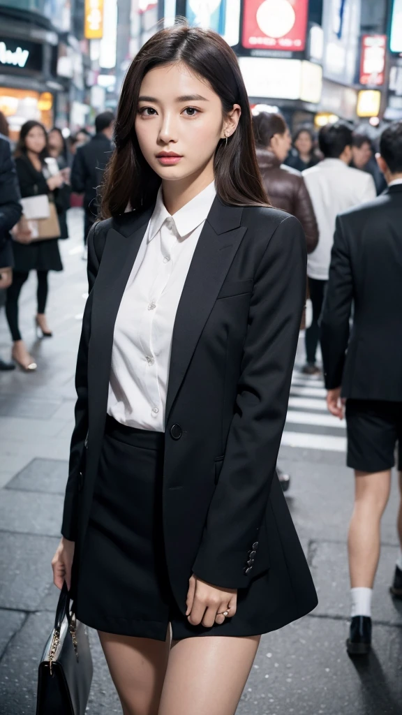 wearing formal fashion,go out to a party, Yoshitomo Nara, good young girl, sexy :8, reluvy5213, attractive pose, sexy girl, gorgeous young korean woman, beautiful asian girl, japanese model, korean girl, High resolution,8k,Walking through Kabukicho in Shinjuku