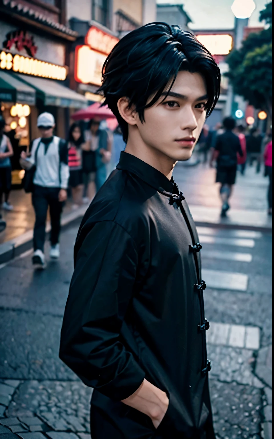 homem bonita da china com cabelo preto, Garoto bonito , walking in an amusement park, Garoto bonito com cabelo preto curto, Photorealistic Boy Rendering, Garoto de anime da vida real, Realistas jovens meninos anime, Meninos anime encantadores, estilo anime 3 d realista, anime fotorrealista, Retrato realista legal, anime 3d realista, anime hiper realista, com cabelo preto, com cabelo curto
