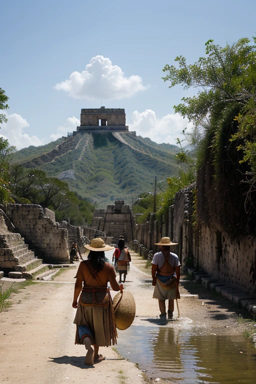 In a region where there are no mountains or rivers, A group of Mayans from Chichén Itzá arrive at a town called Panab Haa "there they dug looking for water, and when they came from there they refilled their loads with water from the depths". Es decir hicieron pozos