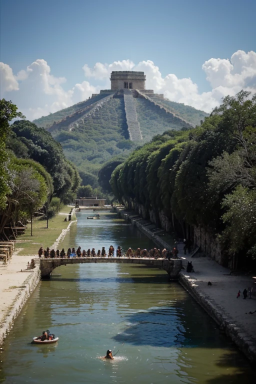 In a region where there are no mountains or rivers, a group of Mayans leaving Chichén Itzá for the first time in the year 572 AD.C. llegan a un pueblo llamado Panab Haa "there they dug looking for water, and when they came from there they refilled their loads with water from the depths". Es decir hicieron pozos
