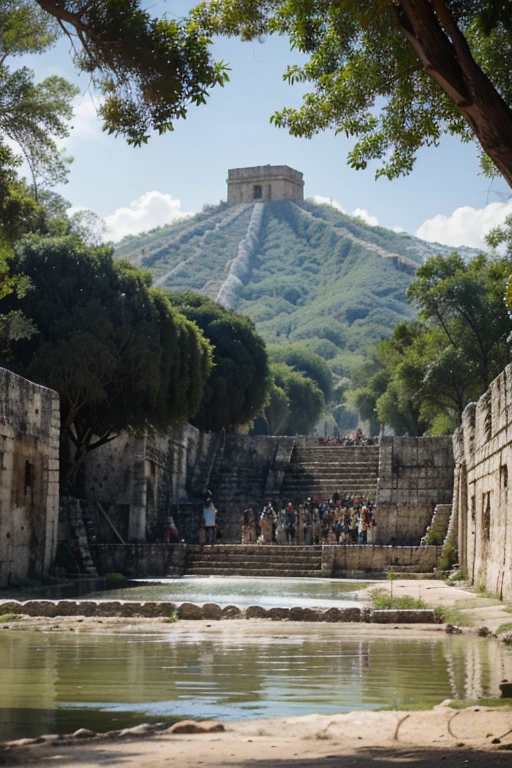 In a region where there are no mountains or rivers, A large number of Mayans from Chichén Itzá arrive at a town called Panab Haa "there they dug looking for water, and when they came from there they refilled their loads with water from the depths". Es decir hicieron pozos