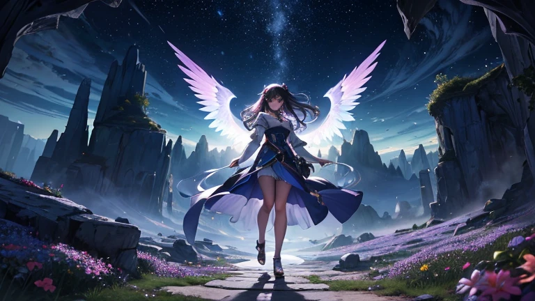 One day, while transitioning from a lush field of flowers to a rocky landscape, Aria decided to embark on a journey to uncover the mysteries of Morpheon. She began her journey as the planet's colorful sun dipped below the horizon, casting a warm glow over the ever-changing terrain.
Equipped with her diaphanous wings and a satchel filled with supplies, Aria set forth into the unknown, her heart pounding with anticipation. The air was filled with the sweet fragrance of flowers from the meadow she had just left behind, gradually giving way to the crisp scent of the approaching rocky landscape.
As the sun's rays painted the sky in hues of orange and pink, Aria's wings carried her gracefully over the shifting landscapes. The rocks beneath her feet echoed the stories of eons past, and she could feel the energy of Morpheon pulsating through the ground. Her curious eyes sparkled with wonder as she observed the vibrant flora and fauna adapting to the rocky environment.
Guided by the soft glow of the planet's moons overhead, Aria pressed on, eager to unravel the secrets that lay ahead. The night brought a celestial spectacle as constellations shifted and danced across the ever-changing sky. Aria marveled at the beauty of the cosmic ballet, feeling a deep connection to the rhythmic heartbeat of Morpheon.
Through valleys of sparkling crystals and caverns adorned with bioluminescent wonders, Aria's journey unfolded like a dream. Every step revealed a new facet of Morpheon's enchanting tapestry, and the echoes of her laughter resonated through the air, blending with the harmonious sounds of the evolving environment.
With each passing cycle, Aria's spirit of exploration remained unyielding. She became a living testament to the boundless wonders that awaited those who dared to venture into the heart of Morpheon. As the sun rose on the horizon once again, Aria soared towards the next transformation, ready to embrace the ever-changing beauty of her celestial home.