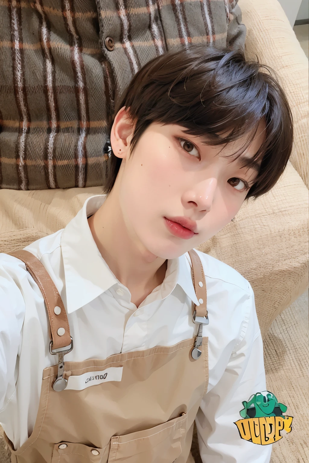 chiseled asian boy with white shirt and brown overalls, Kim sunoo, male Ulzzang, com cabelo curto, adorable and pale korean face, sakimichan, cai xukun, Ulzzang, Jinyoung Shin, 🚿🗝📝, Jung Jaehyun, hyung tae, Jungkook, profile picture with headshot, Sunoo do enhypen, sunoo Bonitinho, inspirado em Bian Shoumin