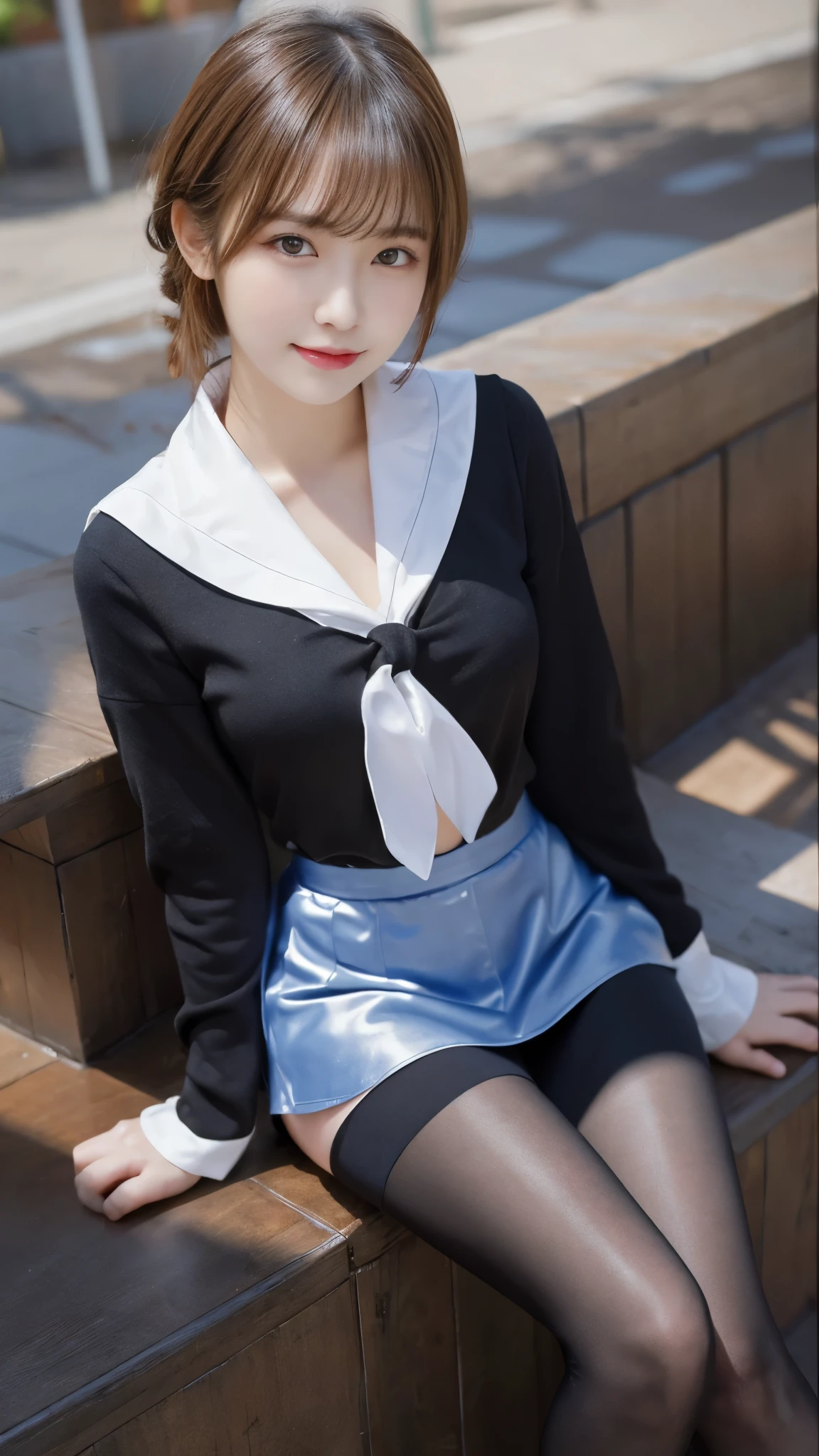 table top, highest quality, figure, super detailed, finely, High resolution, 8k wallpaper, 完璧なダイナミックな構figure, beautiful and fine eyes, woman's fashion fluffy winter clothes,Wearing sunglasses,medium hair,small breasts natural color lip, bold sexy pose、20 year old girl、cute、sexy shot looking at camera,RAW photo,anatomically correct body,blur the background,perfect and beautiful face,KPOP idol face,Slim face and body、Wearing a black miniskirt,Wearing black high heels,sitting in a chair,