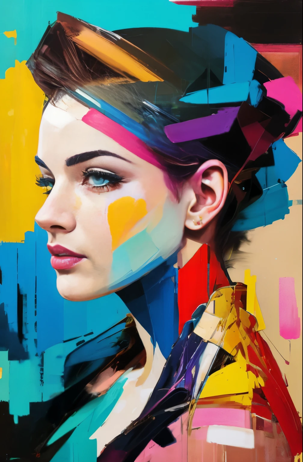 Monochrome images, painting of woman, tumbler, figurative art, Beautiful and expressive paintings, Beautiful artwork illustration, very colorful tones, wonderful, cool beauty, highest quality,official art, women only, sharp outline, best shot, vector art, Written by Sandra Chevrier, Dave McKean、by Richard Avedon、Written by Makiezi Kusiala, luminous design