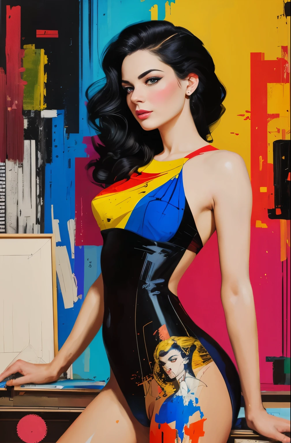 painting of woman, tumbler, figurative art, Beautiful and expressive paintings, Beautiful artwork illustration, very colorful tones, wonderful, cool beauty, highest quality,official art, women only, sharp outline, best shot,  Written by Sandra Chevrier, Dave McKean、by Richard Avedon、Written by Makiezi Kusiala, luminous design