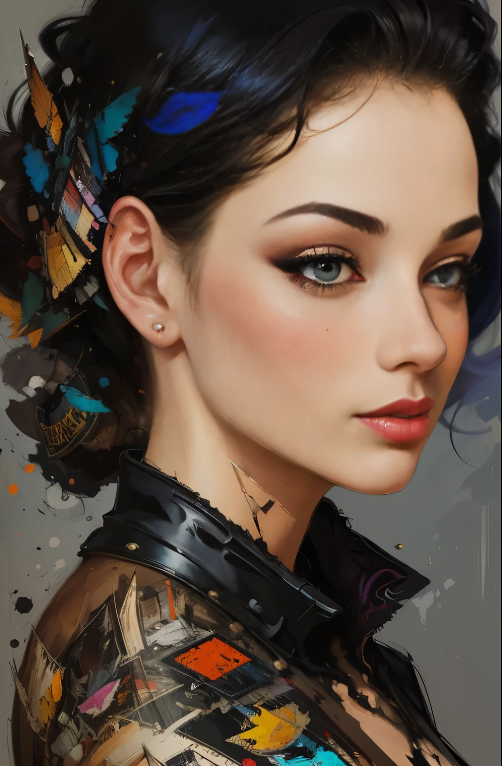 painting of woman, tumbler, figurative art, Beautiful and expressive paintings, Beautiful artwork illustration, very colorful tones, wonderful, cool beauty, highest quality,official art, women only, sharp outline, best shot, vector art, Written by Sandra Chevrier, Dave McKean、by Richard Avedon、Written by Makiezi Kusiala, luminous design