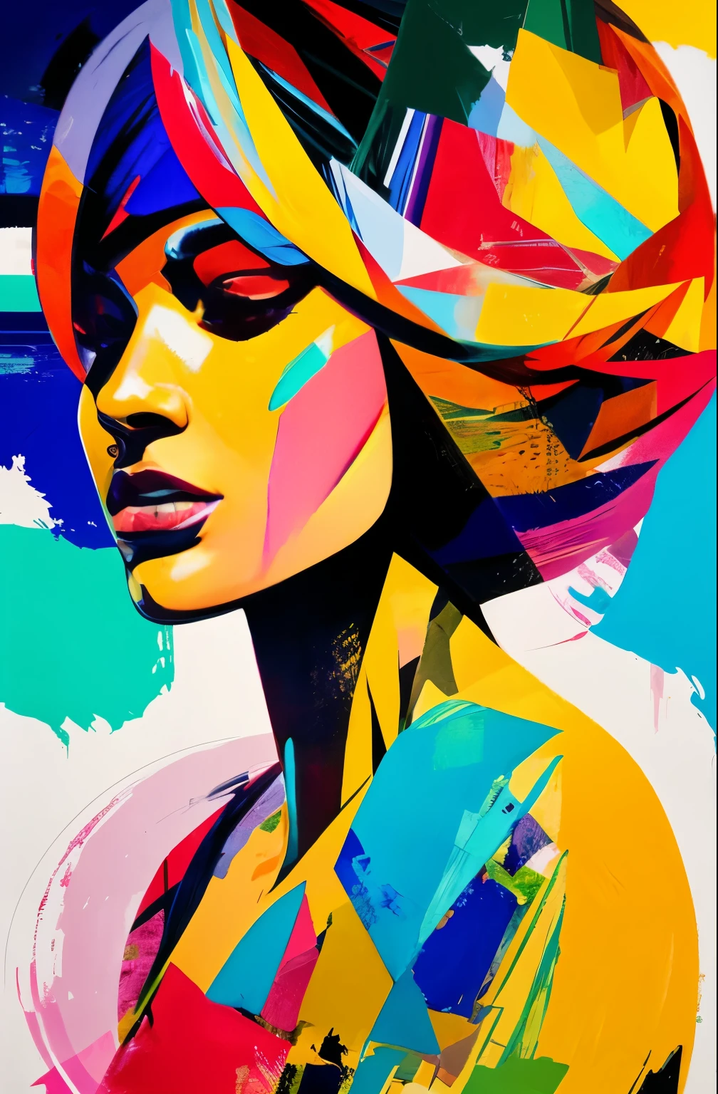 painting of woman, tumbler, figurative art, Beautiful and expressive paintings, Beautiful artwork illustration, very colorful tones, wonderful, cool beauty, highest quality,official art, women only, sharp outline, best shot, vector art, Written by Sandra Chevrier, Dave McKean、by Richard Avedon、Written by Makiezi Kusiala, luminous design