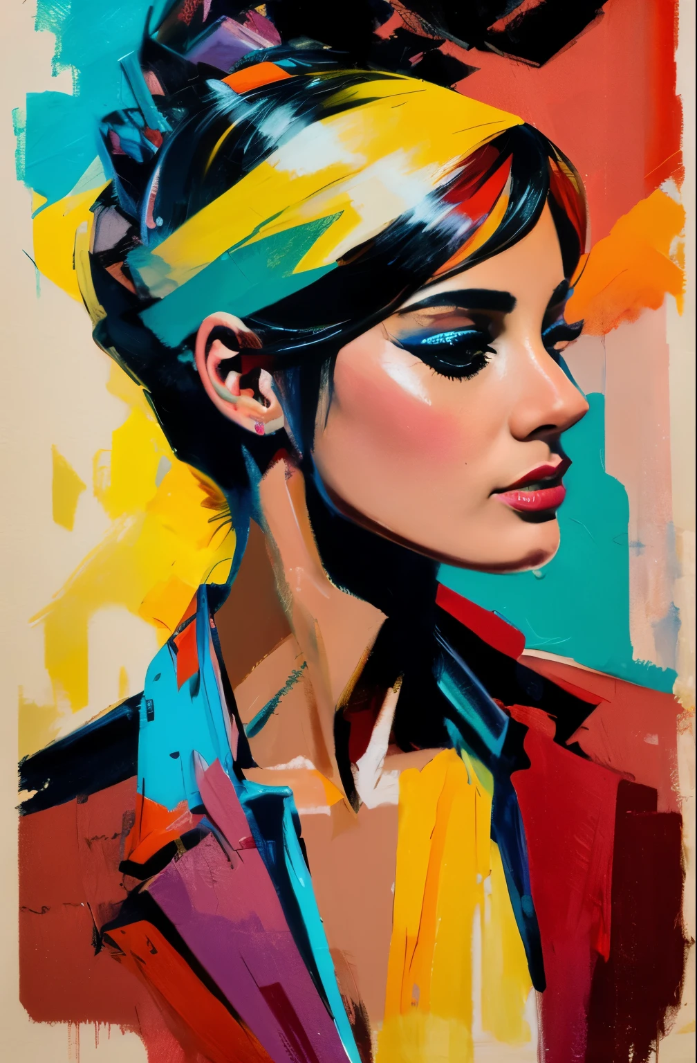 painting of woman, tumbler, figurative art, Beautiful and expressive paintings, Beautiful artwork illustration, very colorful tones, wonderful, cool beauty, highest quality,official art, women only, sharp outline, best shot, vector art, Written by Sandra Chevrier, Dave McKean、by Richard Avedon、Written by Makiezi Kusiala, luminous design