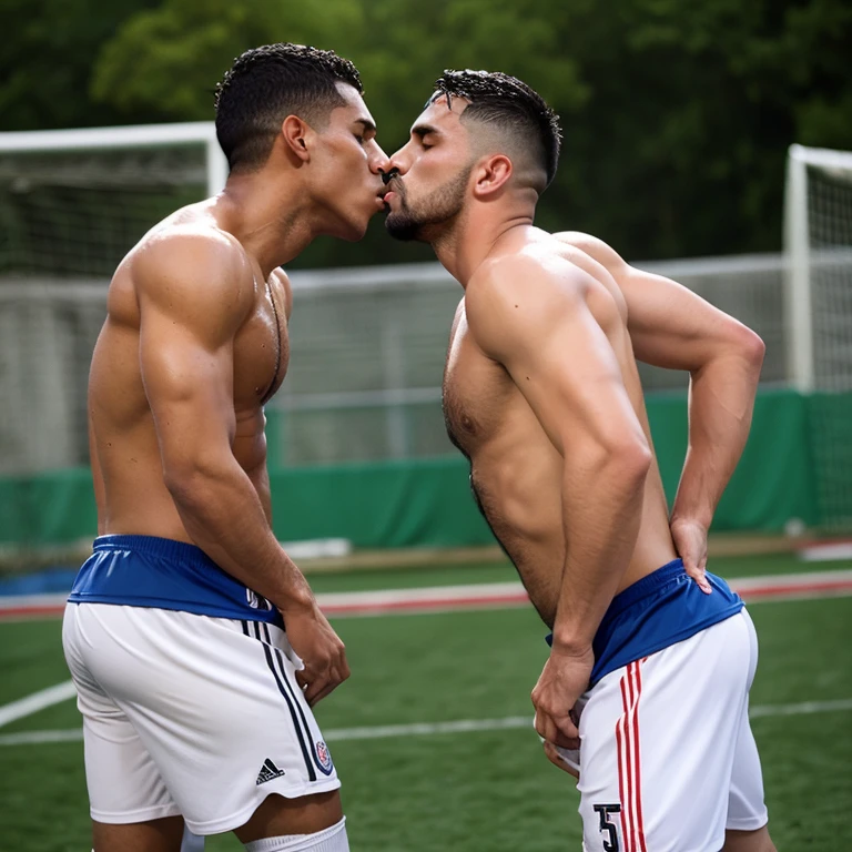 2 Capitanes musculosos de futbol americano  inconscientes y sin camisa, masturbated and kissed on the mouth by another young man smaller and thinner than them, Bulto grande, mostrando pectorales y abdominales completos,wet dreams, Great erection, besos, porno gay, fondled