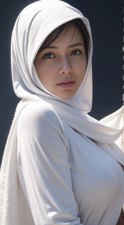 dressed, (photo realistic:1.4), (hyper realistic:1.4), (realistic:1.3), (smoother lighting:1.05), (increase cinematic lighting quality:0.9), 32K, 1girl,20yo girl, realistic lighting, backlighting, light on face, ray trace, (brightening light:1.2), (Increase quality:1.4), (best quality real texture skin:1.4), finely detailed eyes, finely detailed face, finely quality eyes, (tired and sleepy and satisfied:0.0), face closeup, wear fancy white red hijab