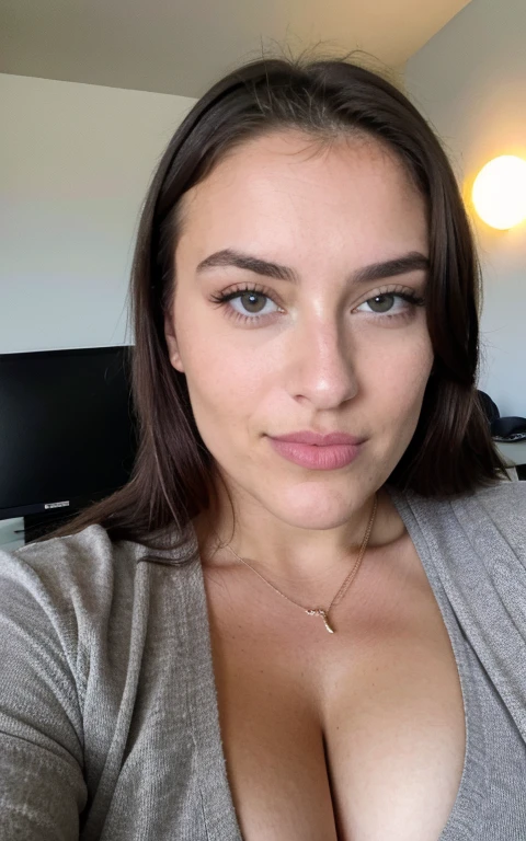 photoréaliste, Netteté, Photo amateur brute, Belle fille persano-russe de 21 ans [Vladlena Farideh|Anahita Oksana], je viens de me réveiller, nue, gros seins, grosse fesse, Prendre un selfie au bureau, mince voir à travers la chemise de nuit noire, Corps épais, cheveux bouclés, Texture de peau détaillée & Pores, (Goosebumbs:0.7), Regarder la visionneuse, Mise au point du visage, Prise avec l’appareil photo mobile, grain de film, lampe de poche, LUT Instagram, corp entier, belles formes