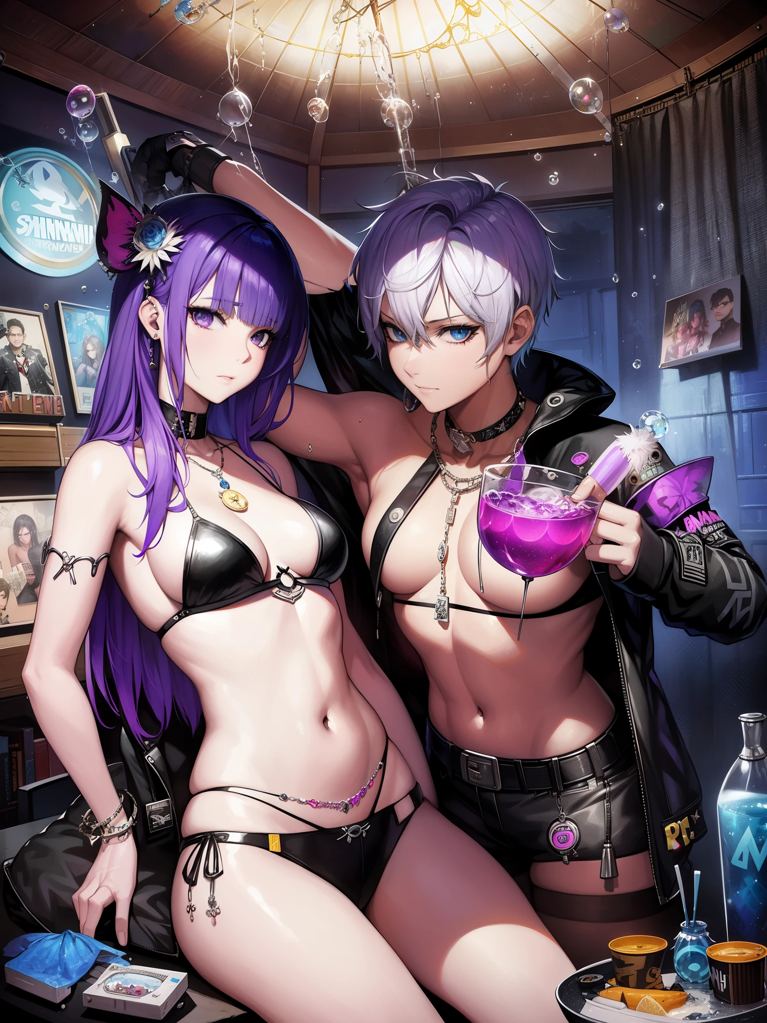 SNTHWVE Style Nvinkpunk Drunk Beautiful Woman as Sandman&#39;s Delirium、(Hallucinogenic colorful soap bubbles)、Written by Jeremy Mann、Written by Sandra Chevrier、Dave McKean、Richard Avedon、Written by Masiji Kusiala、PUNK ROCK、Tank Girl、high details、8k
